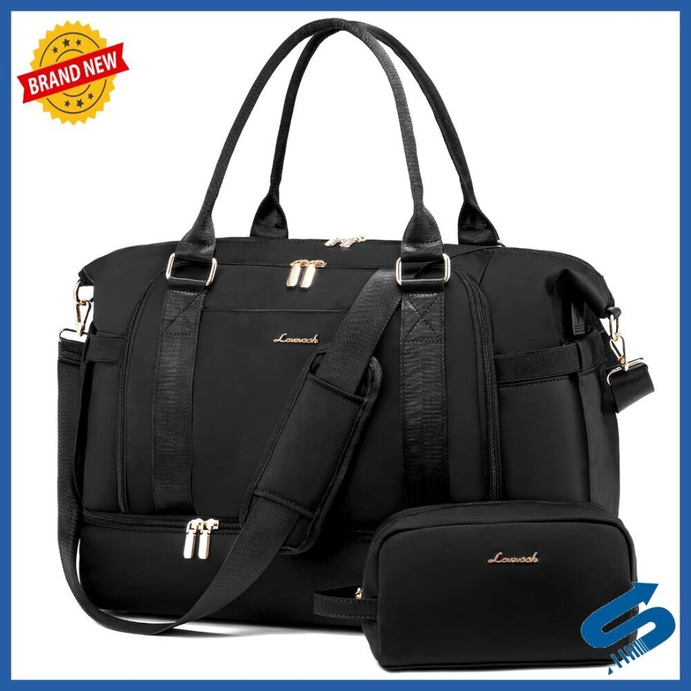 Large Capacity Travel Duffel with USB Port, Shoe Compartment, Water-Resistant,